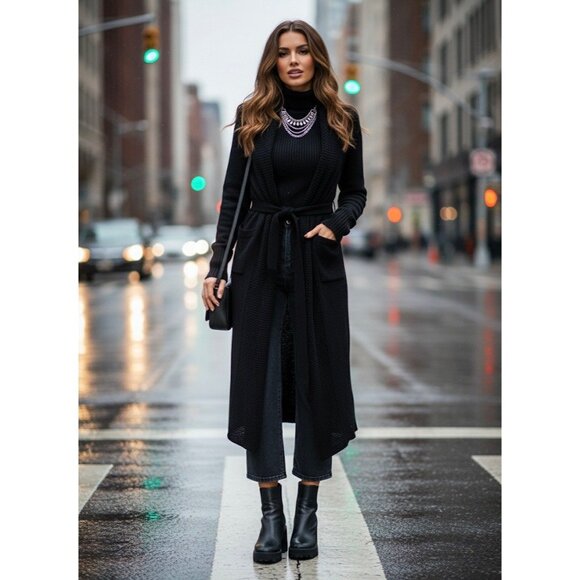 Talco Sweaters - VTG Talco Cashmere Blend Maxi Duster Cardigan | Old Money Academia Cottage Goth